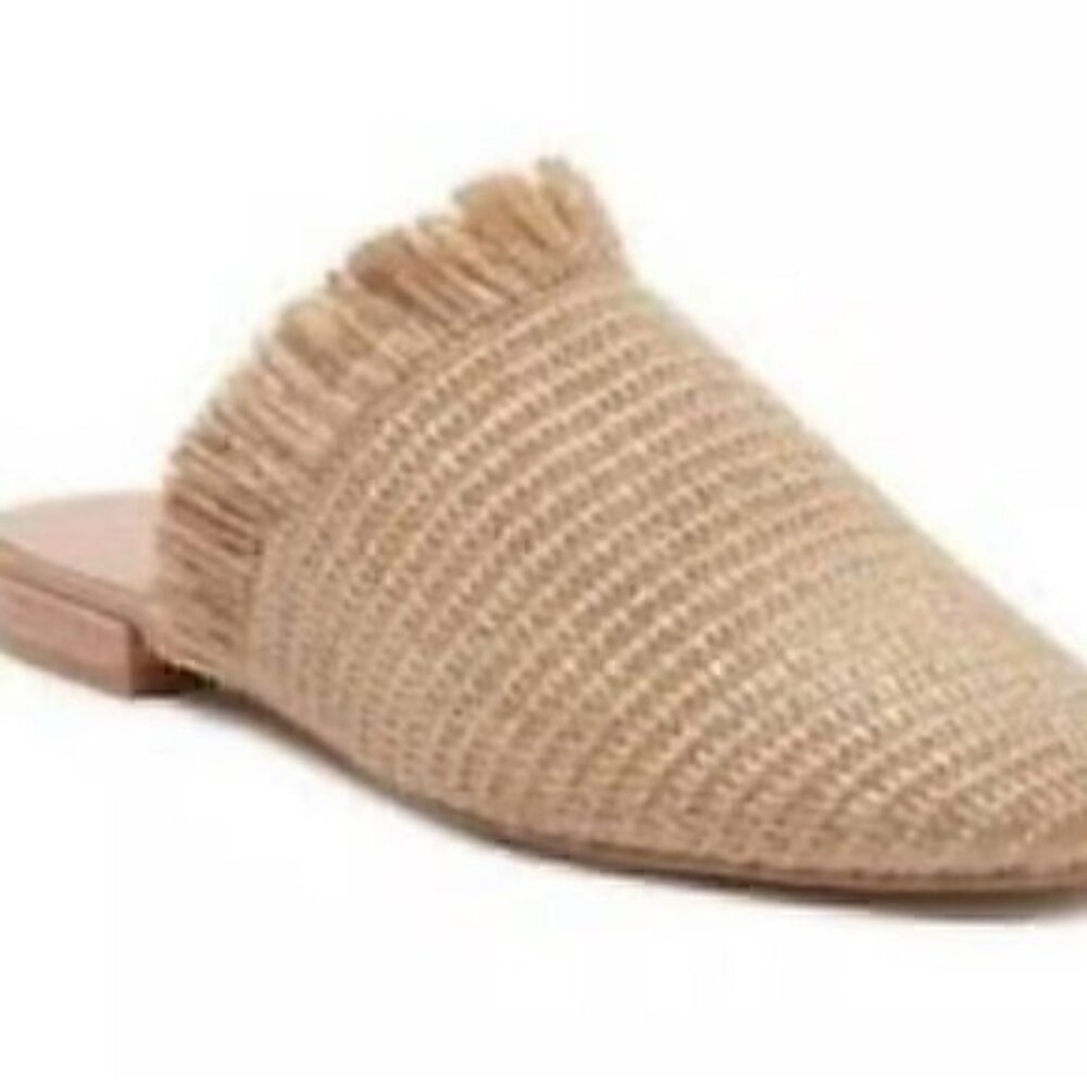 Paolo Natural Tan Woven Fringe Mules